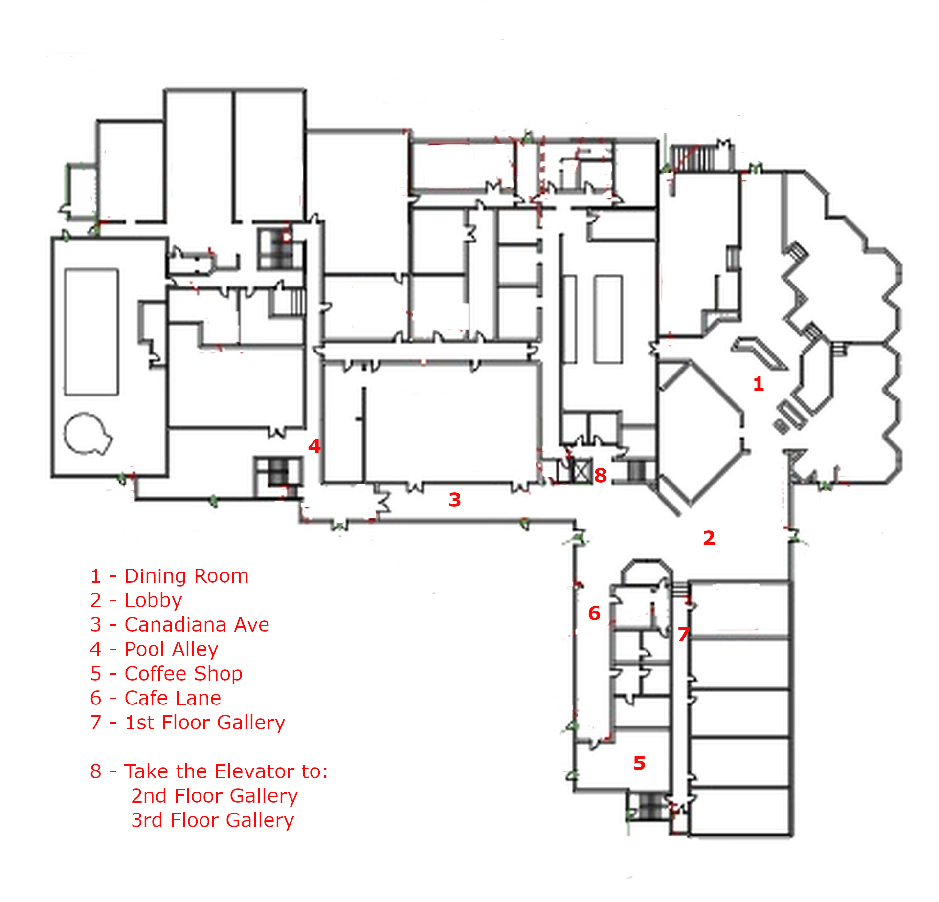 Bayside Oceanfront Resort 1st floor gallery map